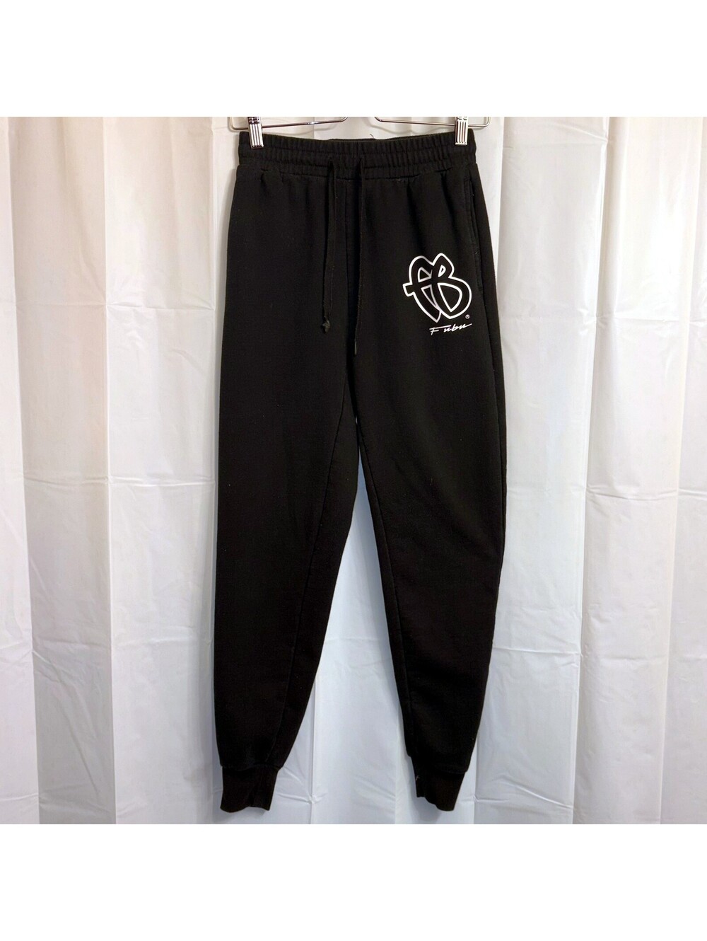 FUBU Men's Jogger Sweatpants Extra Small XS (30-32) Black White 29" Inseam
